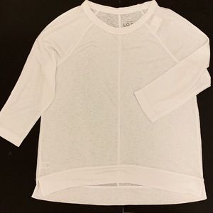 LOFT White 3/4 length Sleeve Tee Sz M NWT